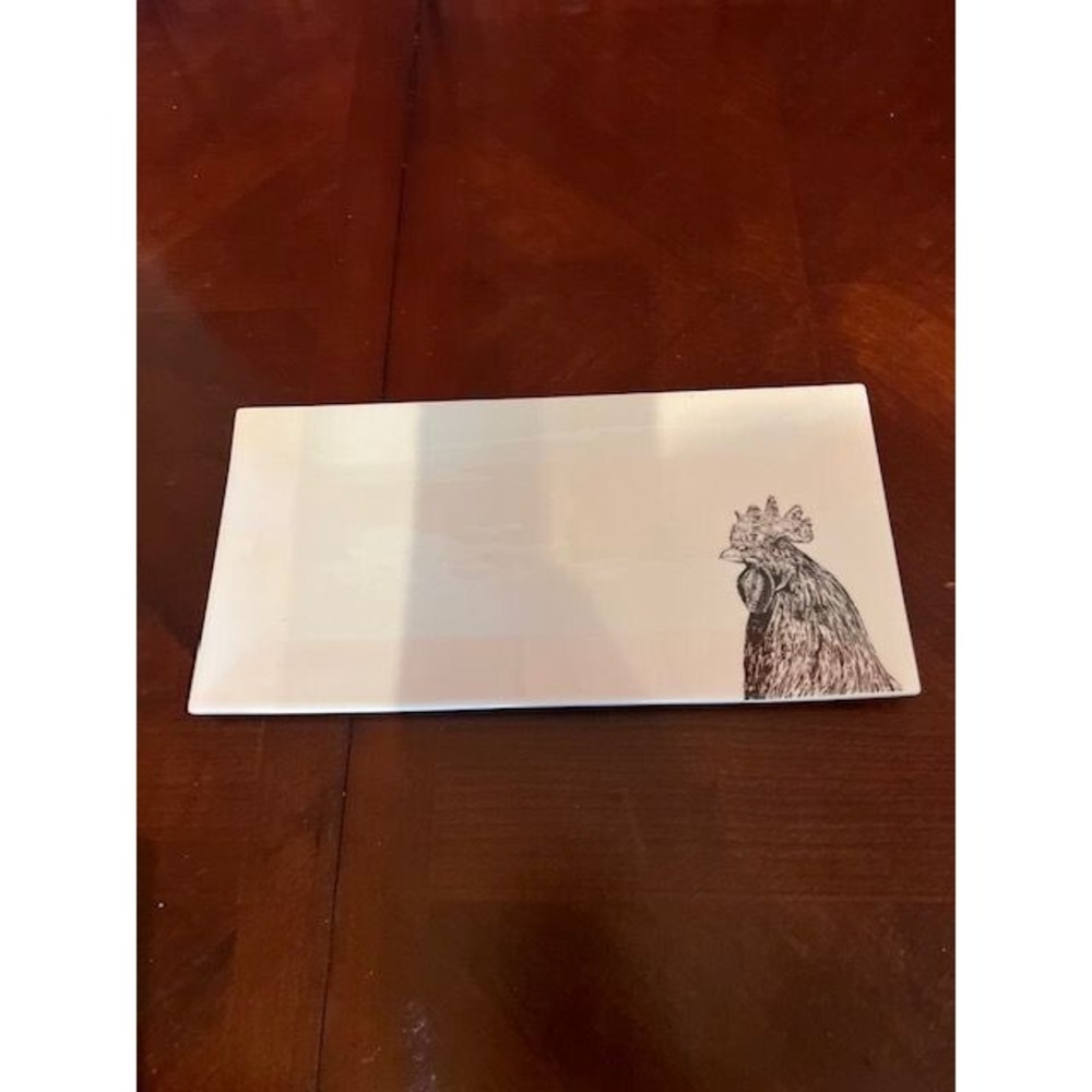Rooster Design Fine Bone China Rectangular Serving Platter Little Weaver Arts